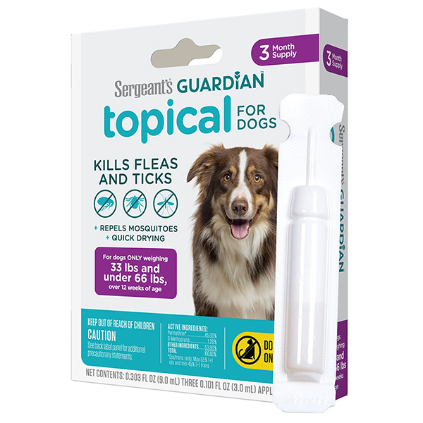 Sergeant’s Guardian Dogs краплі від бліх, кліщів, комарів для собак 15-30кг, 3мл - 3 пип. (1уп)