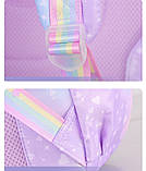 Рюкзак в школу для дівчаток + брелок Ортопедичний легкий шкільний портфель для підлітків 5-11 клас Фіолетовий, фото 8