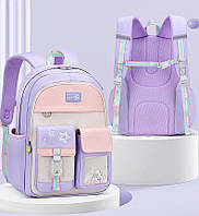 Рюкзак в школу для дівчаток Анатомічний легкий шкільний портфель для підлітків 5-11 клас Рожево-фіолетовий