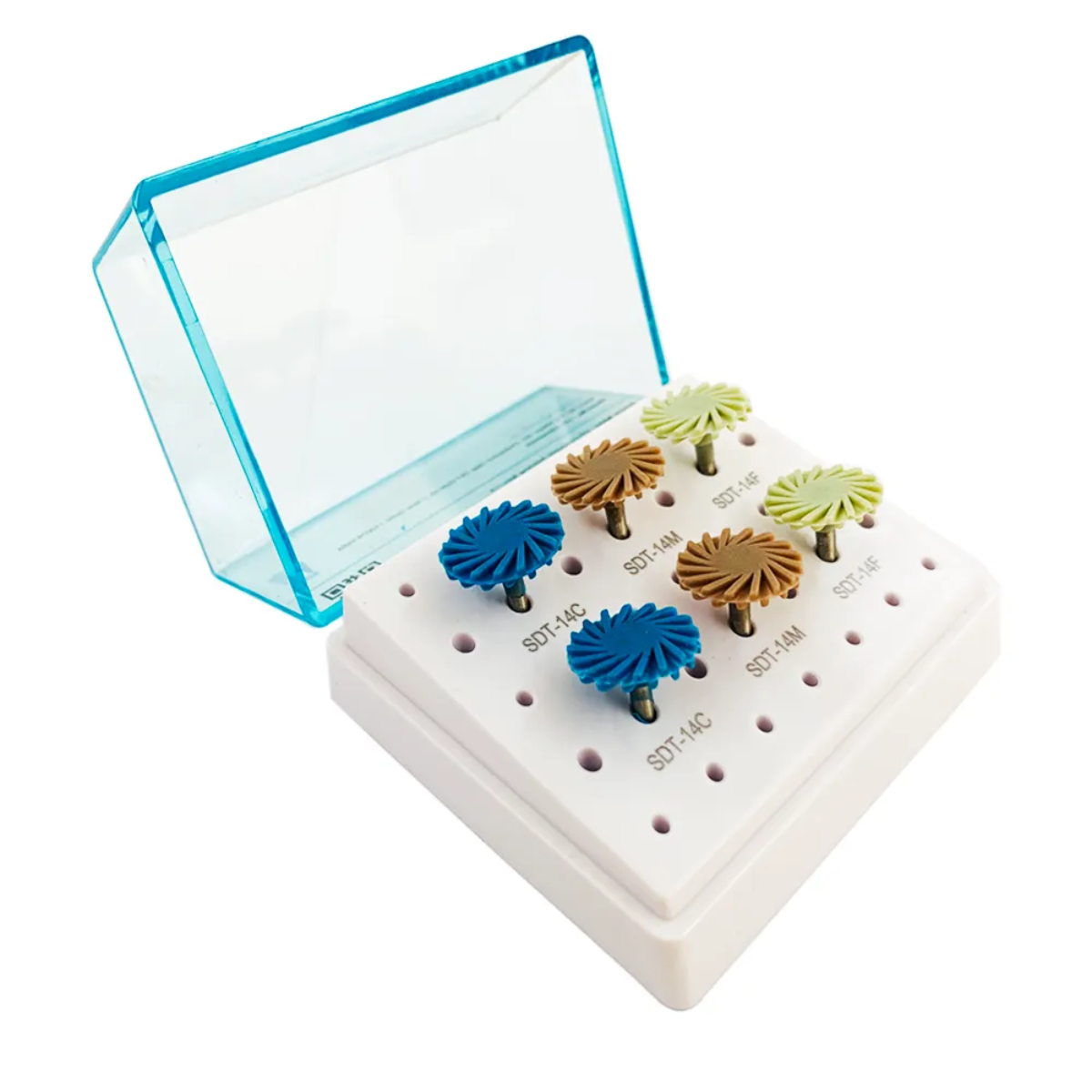 E-Lite, набір спіральних трьохкрокових полірів в підставці (21FG+14RA) 6 шт, Vortex, фото 1