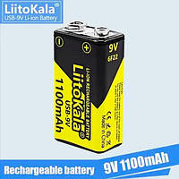 Акумулятор LiitoKala Крона USB-9V 1100 mAh 6F22 Li-Ion з USB зарядкою Type-C