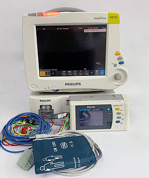 Монітор пацієнта Philips MP30, з транспортним монітором Philips IntelliVue X2 і газоаналізатором Philips IntelliVue G5 - M1019A., фото 1