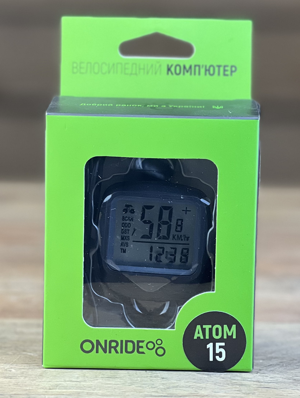 Велокомп'ютер спідометр на велосипед ONRIDE Atom 15, 15 функцій, дротовий, чорний, фото 1