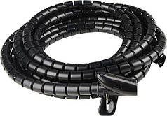 Гнучкий органайзер для кабелів чорний 3м, кліпса, WCT-12, АСКО-УКРЕМ