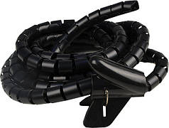 Гнучкий органайзер для кабелів чорний 3м, компактний, безпечний WCT-22, АСКО-УКРЕМ