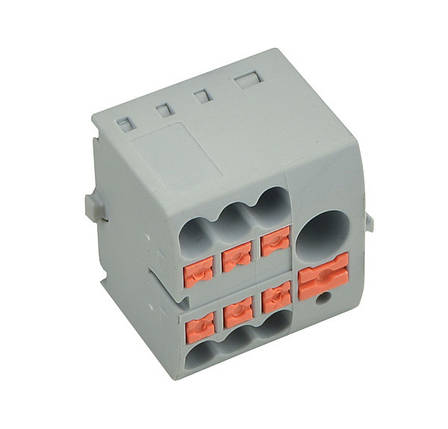 Розподільчий клемний блок DTB-6 для мідних проводів, затискний, 6 контактів, сірий, АСКО-УКРЕМ, фото 1