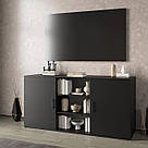 Тумба під телевізор широка з 3 відкритими і 4 закритими Тумби під телевізор в сучасному стилі з ламінованого ДСП, фото 2