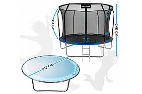 Батут THUNDER INSIDE ELITE з внутрішньою сіткою 10 футів 312 см чорно-блакитний INSIDE-ELITE-10FT-BLUE