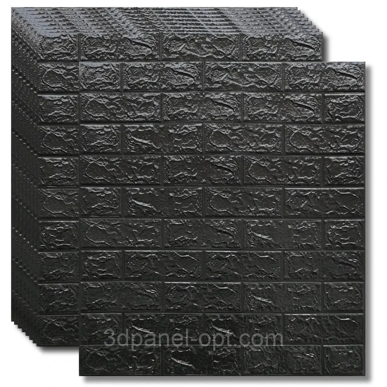 Самоклеюча 3д панель чорна цегла 700*770*4мм, 3D панелі самоклеючі, декор для дому!, фото 1