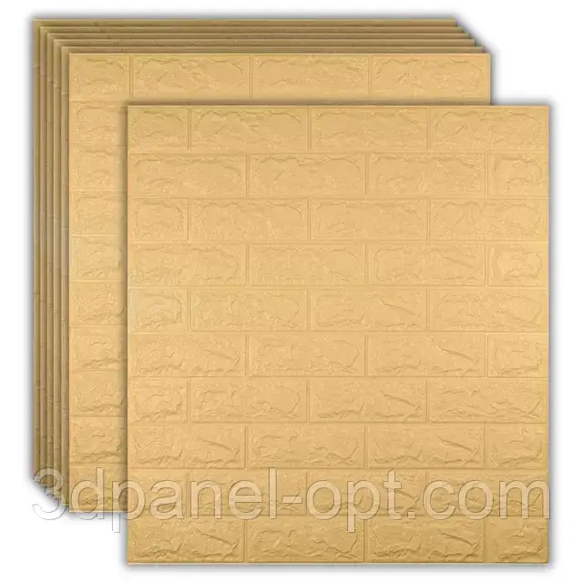 Самоклеюча 3д панель цегла Бежева 700*770*4мм, 3D панелі самоклеючі, декор для дому!, фото 1