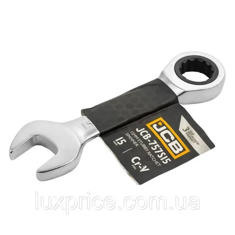 Ключ комбінований короткий із тріскачкою 15 мм | 58208 | шт JCB JCB-757S15 Luxprice, фото 1