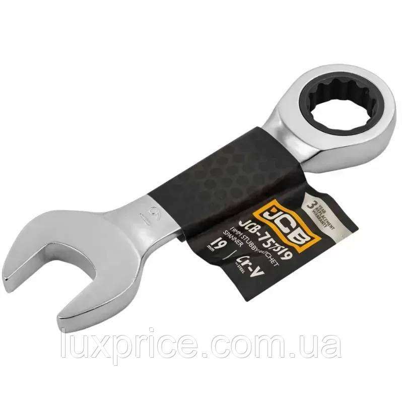 Ключ комбінований короткий з тріскачкою 19 мм | 58212 | шт JCB JCB-757S19 Luxprice, фото 1