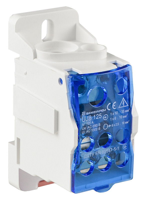 Розподільчий блок UJB-125 для під'єднання провідників, номінал 125A, IP 20, АСКО-УКРЕМ