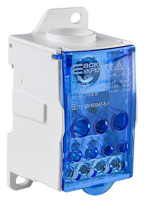 Розподільчий блок UJB-400 для провідників 1х(95...185) мм², з IP20, нейлон, АСКО-УКРЕМ, фото 1