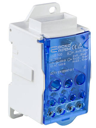 Розподільчий блок UJB-500 для під'єднання провідників з захистом IP20, АСКО-УКРЕМ, фото 1