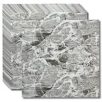 Самоклеюча 3д панель цегла Чорний мармур 700*770*4мм, 3D панелі самоклеючі, декор для дому!