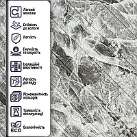 Самоклеюча 3д панель цегла Чорний мармур 700*770*4мм, 3D панелі самоклеючі, декор для дому!