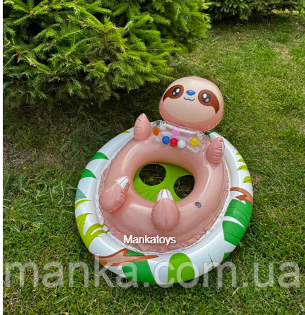 Дитячий надувний круг з отворами для ніжок інтекс Лінивець Intex 71х76х58см 59570NP, фото 1