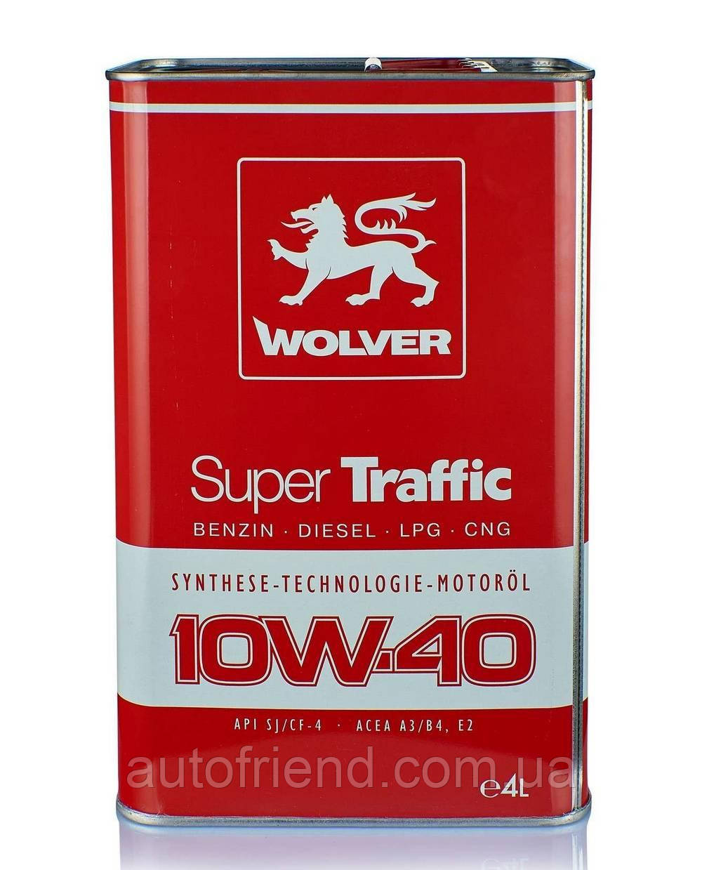 Олива WOLVER Super Traffic 10W-40, API SJ/CF-4 каністра 4л (4шт/уп), фото 1