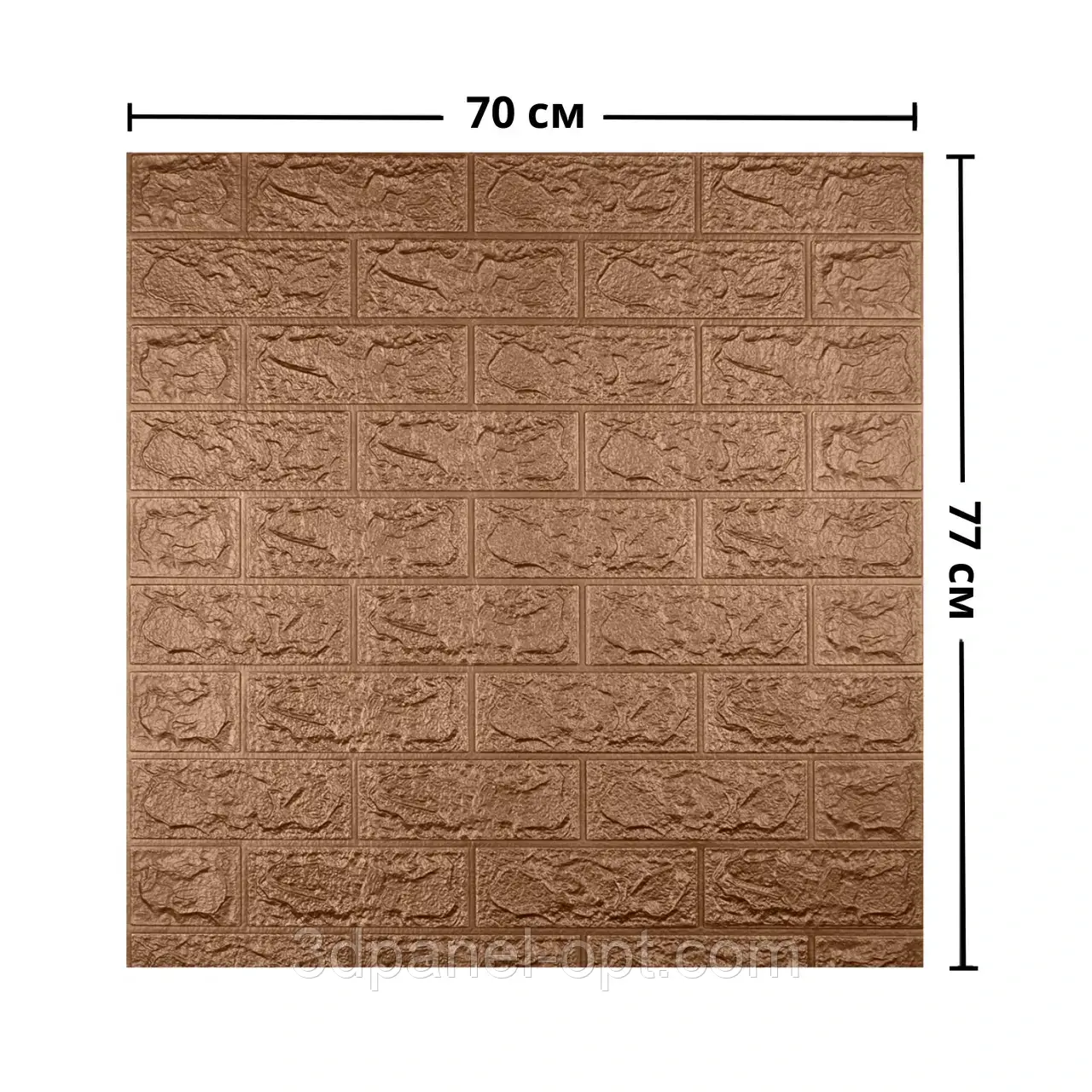 Самоклеюча 3д панель коричнева цегла 700*770*4мм, 3D панелі самоклеючі, декор для дому!, фото 1