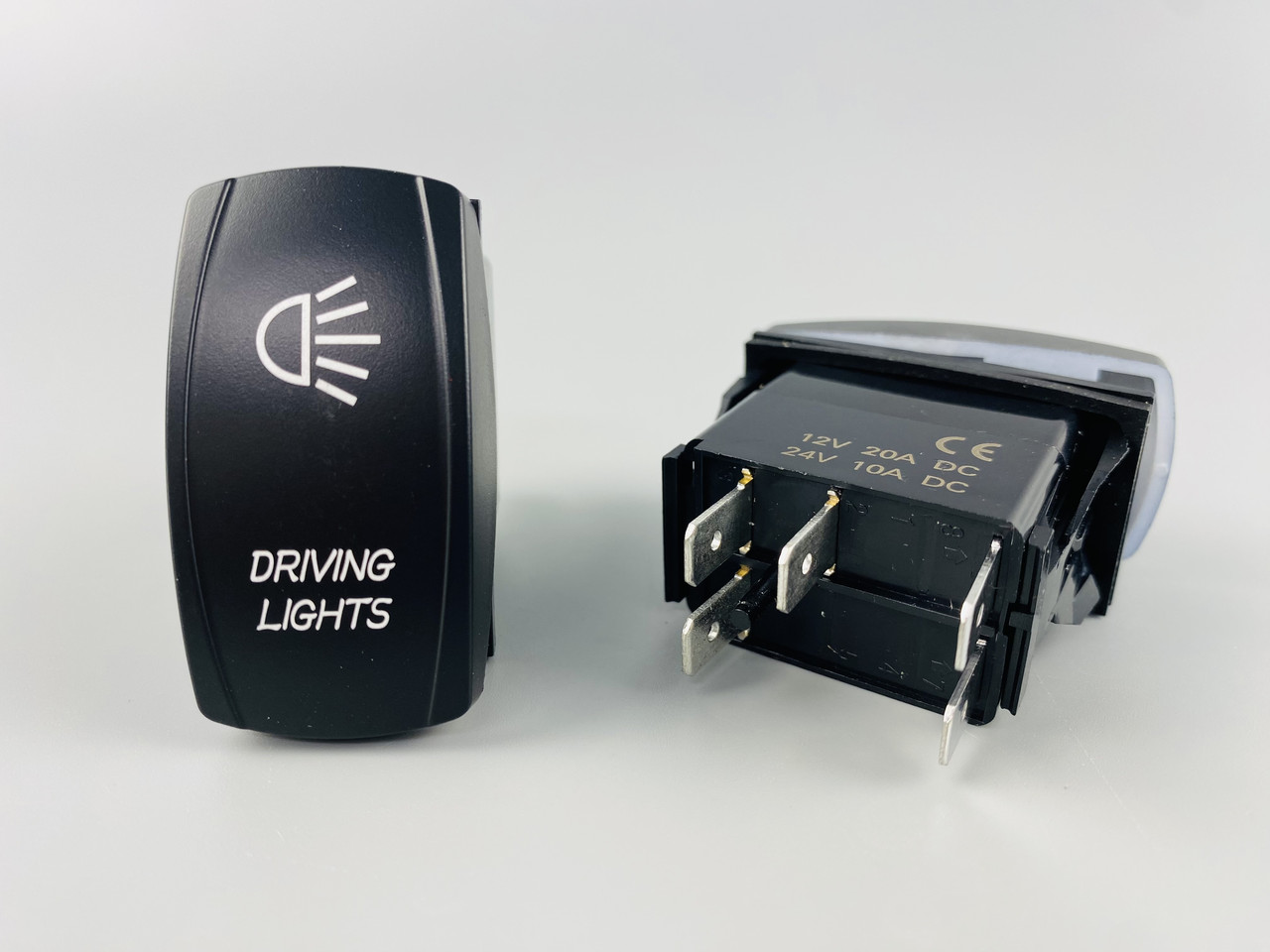 Клавіша вимикач ON-OFF, 5 ніжок, синя підсвітка, малюнок — фара додатковий., фото 1