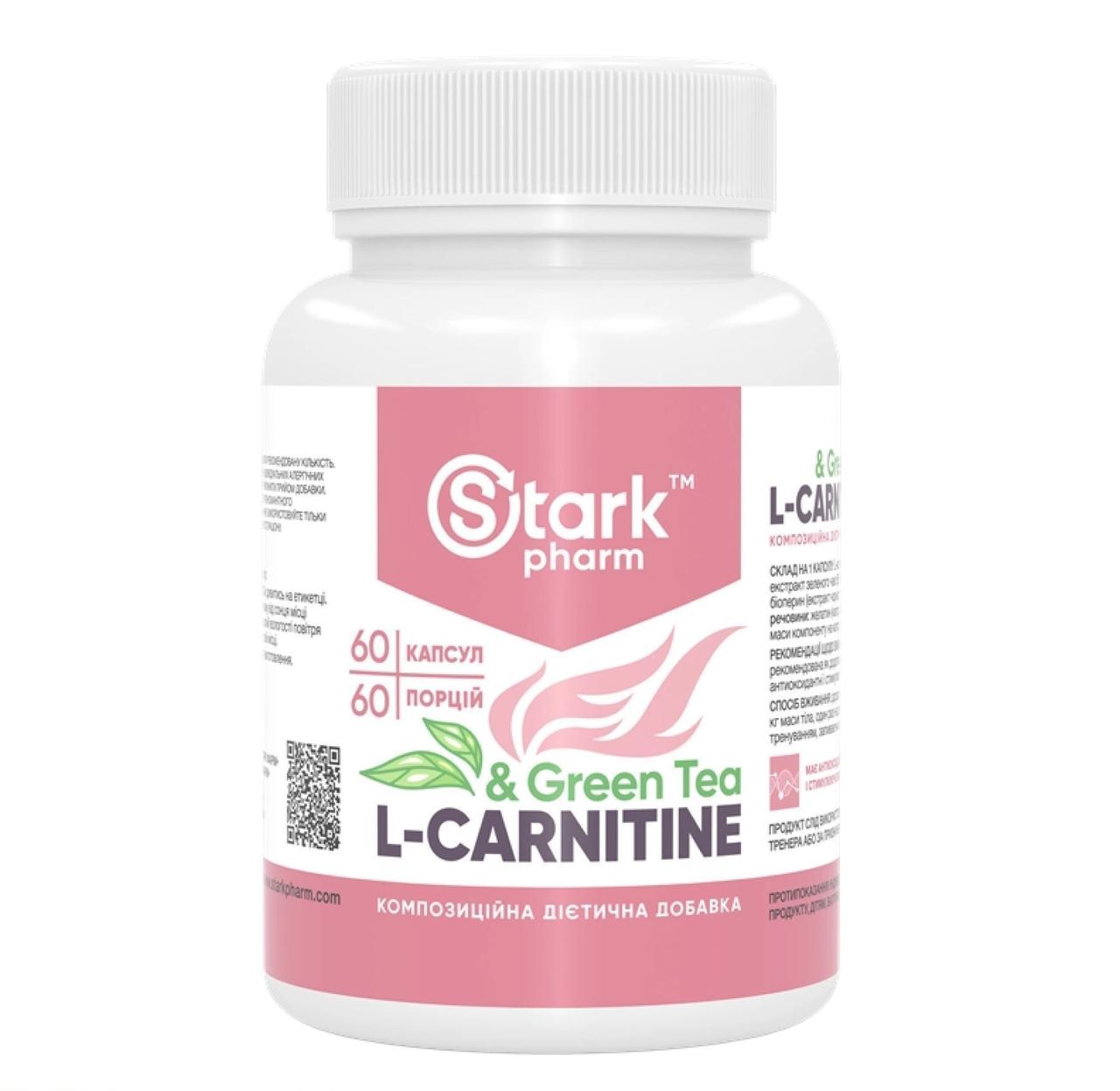 Жироспалювач Stark Pharm Stark L-Carnitine & Green Tea Extract 600 мг, 60 капсул, фото 1