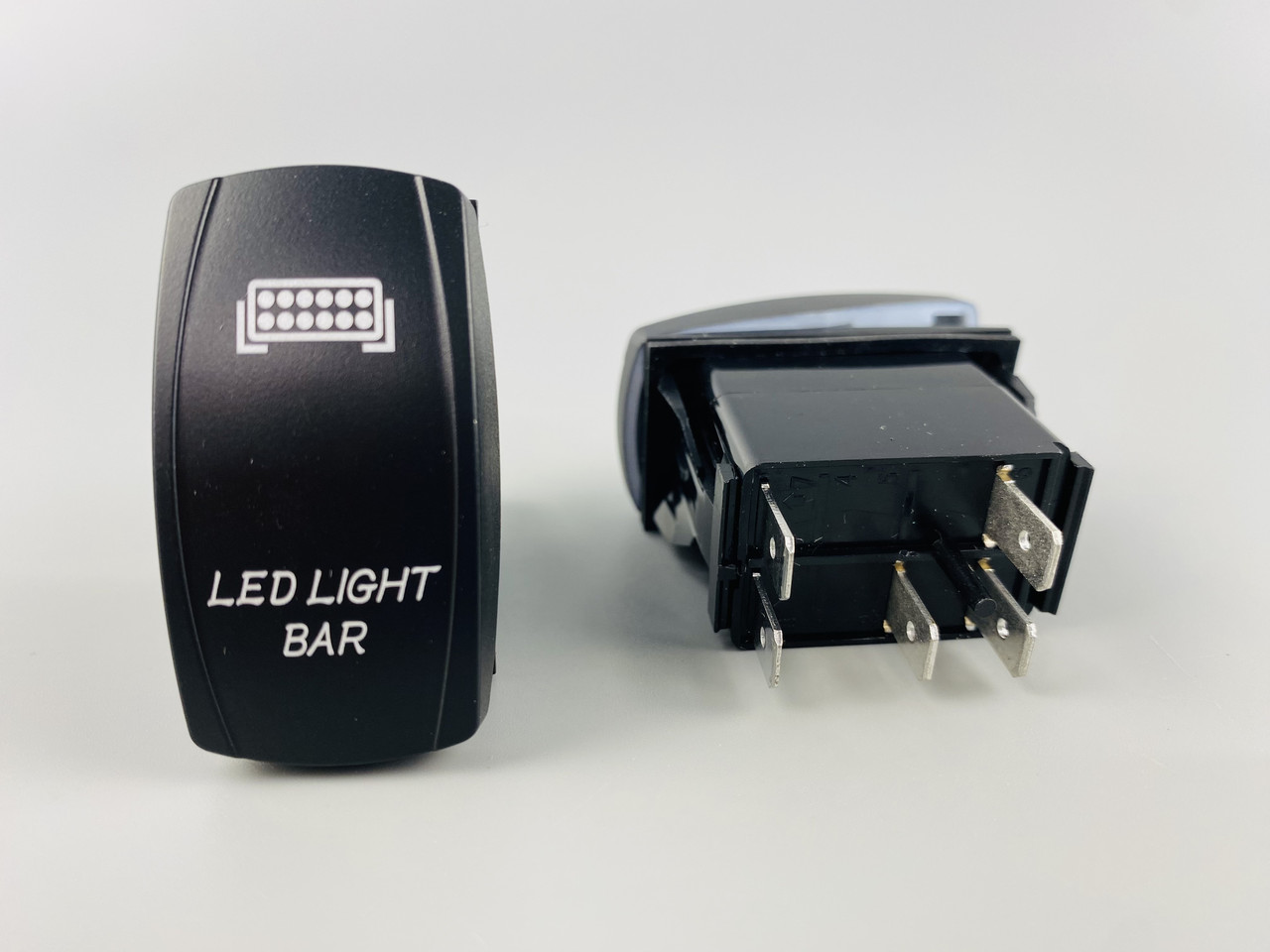 Клавіша вимикач ON-OFF, 5 ніжок, біла підсвітка, малюнок — фара додаткова, фото 1