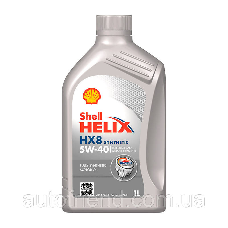 Олива моторна SHELL Helix HX8 SAE 5W-40 API SP/CF ACEA A3/B4 VW 502.00/505.00 MB 229.3 RN 0700/0710 1л (12шт, фото 1