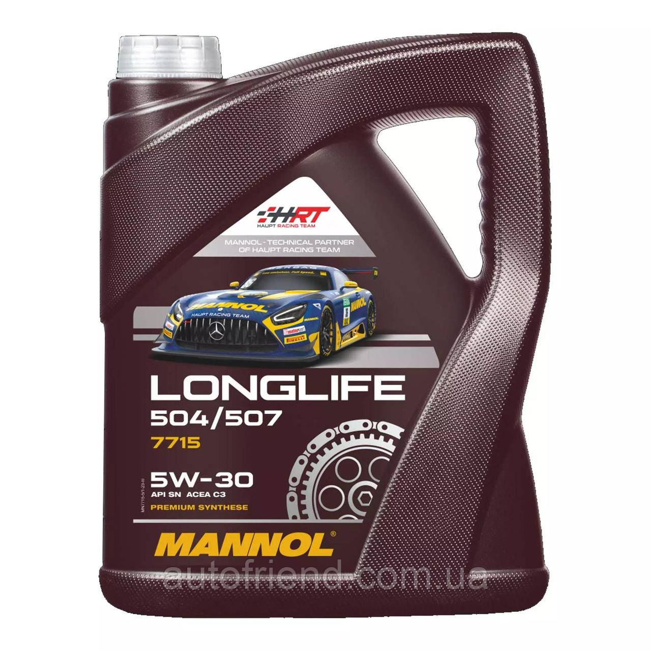 Олива моторна MANNOL Longlife 504/507 5W-30 5L (4шт/уп), фото 1