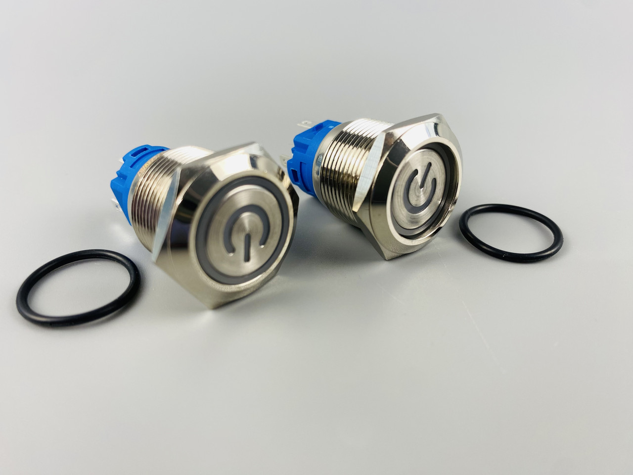 Кнопка OFF-ON (з фіксацією), з червоною led-підсвіткою 12-24 V, 19 мм — діаметр, 5 ніжок, фото 1