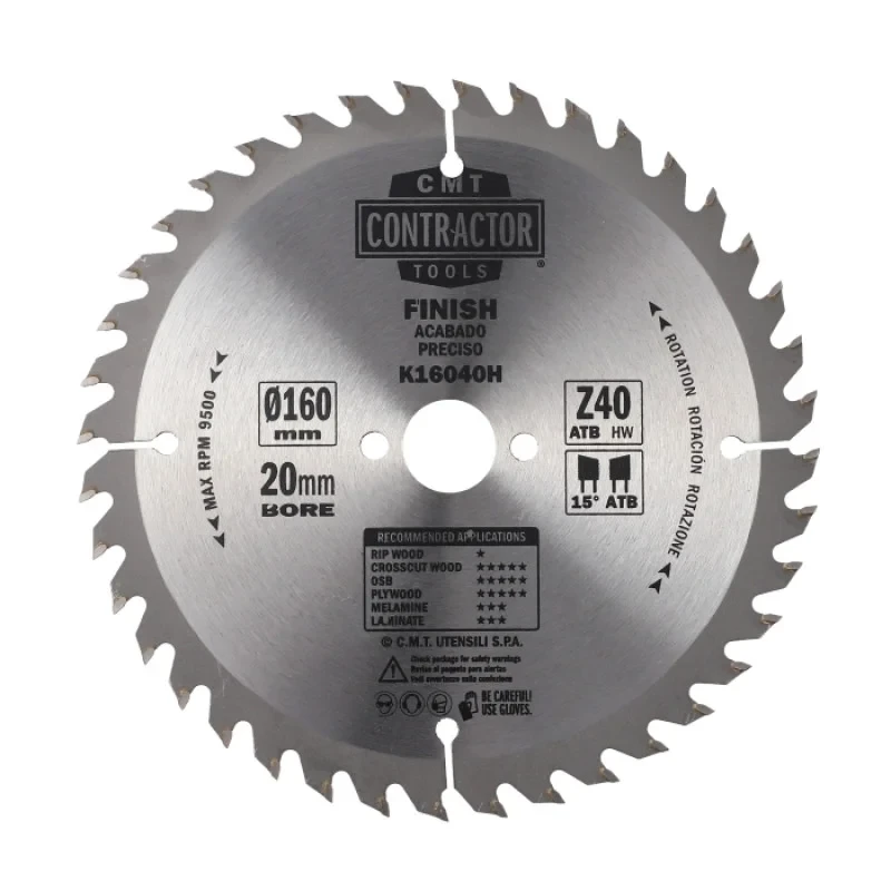 CMT K16040H Пила D=160 K=2,2/1,4 F=20 Z=40 ATB по деревині