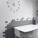 Самоклеючі 3Д панелі, під цеглу сірого кольору. 77х70см.х4мм. 3Д шпалери під цеглу, фото 5