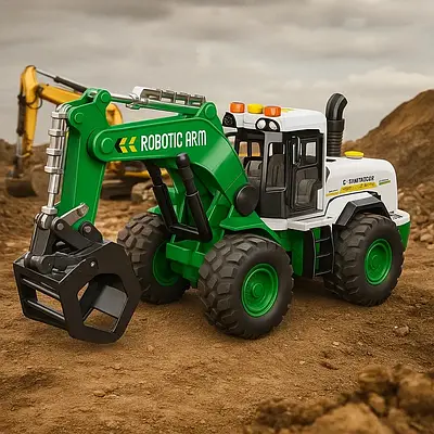 Реалістичний ігровий трактор екскаватор Інерційна техніка для дітей 1:12 Рухомий ківш клешня світло і музика