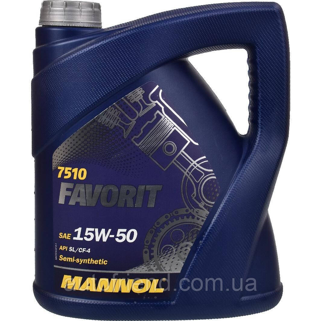 Олива моторна MANNOL FAVORITE 15w-50 4л (4шт/уп), фото 1