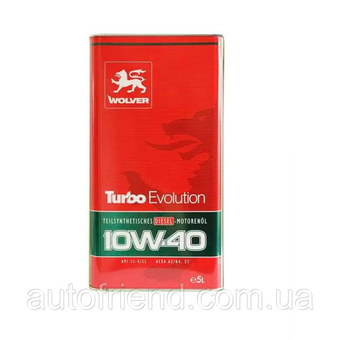 Олива WOLVER Turbo Evolution 10W-40, API CI-4/SL  каністра  4л (4шт уп), фото 1