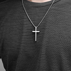 Чоловічий кулон на ланцюжку на шию, хрестик на ланцюжку ЧК-017