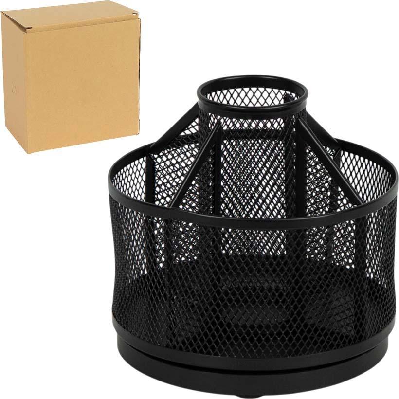 Органайзер для канцелярії на стіл металевий з обертовою конструкцією має 7 відсіків 13х12 см