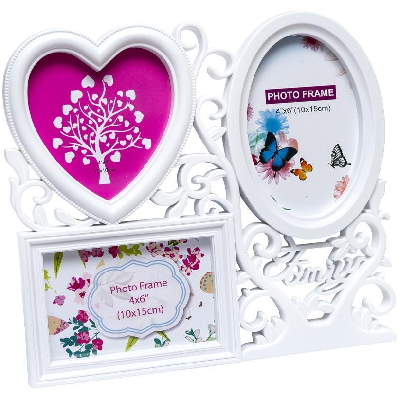 Фоторамка на 3 фото біла 31*28*2 см