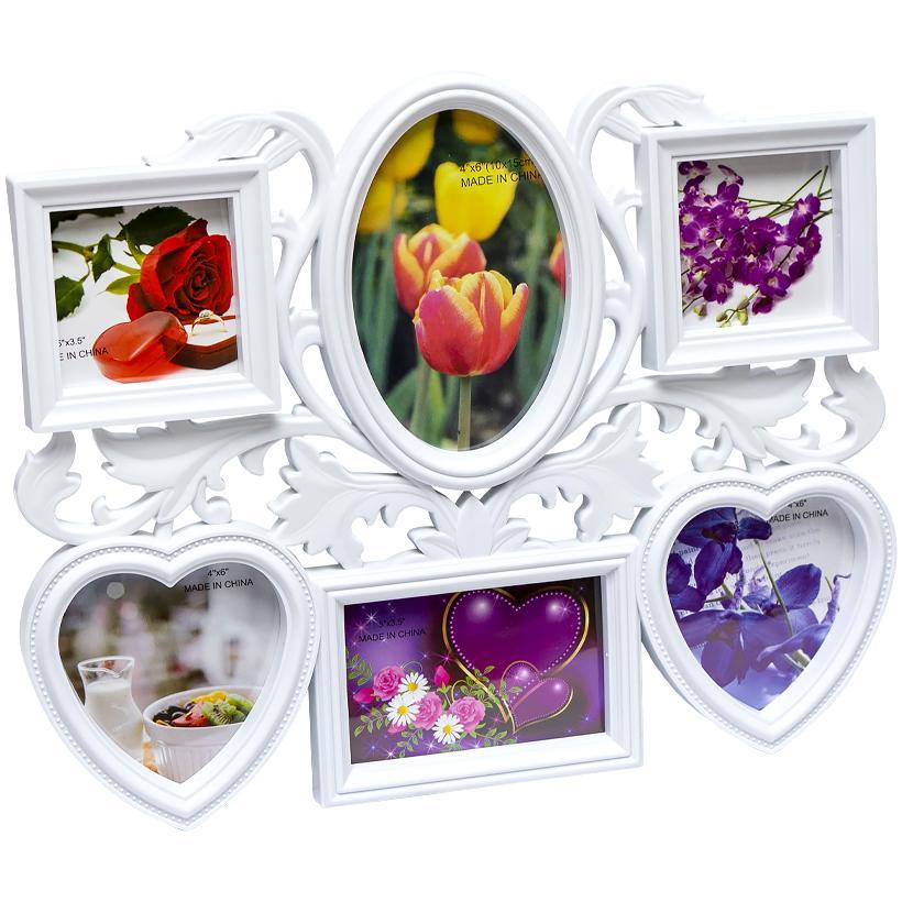 Фоторамка на 6 фото біла 42*26*2 см