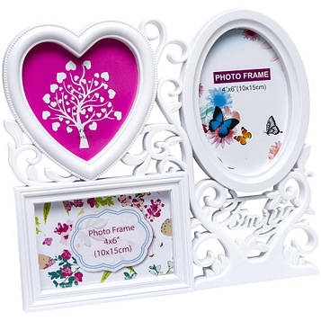 Фоторамка на 3 фото біла 31*28*2 см