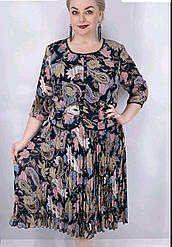 Жіноче літне з квітковим візеунком і плассірованною спідницею (з 50 по 58 р)