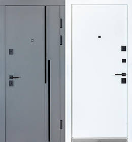 Вхідні двері Булат Термо Ультра, модель 567/гладка. Колір: хром/білий матовий