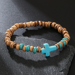 Чоловічий браслет із дерева на гумці, розмір універсальний ЧК-020