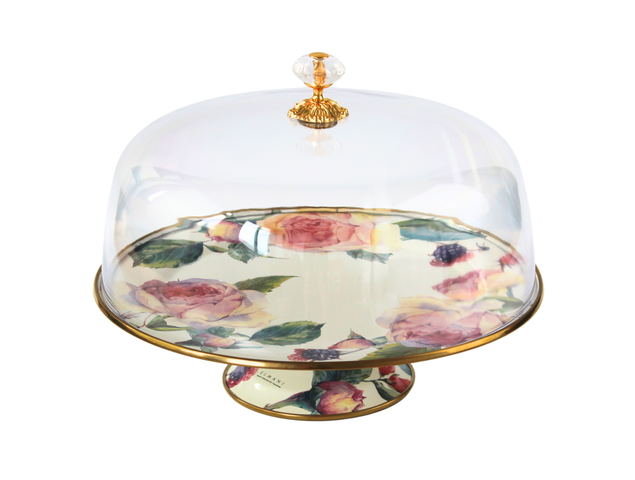 Тортівниця емальована "PEONY" Elmani з кришкою на ніжці, 30 см