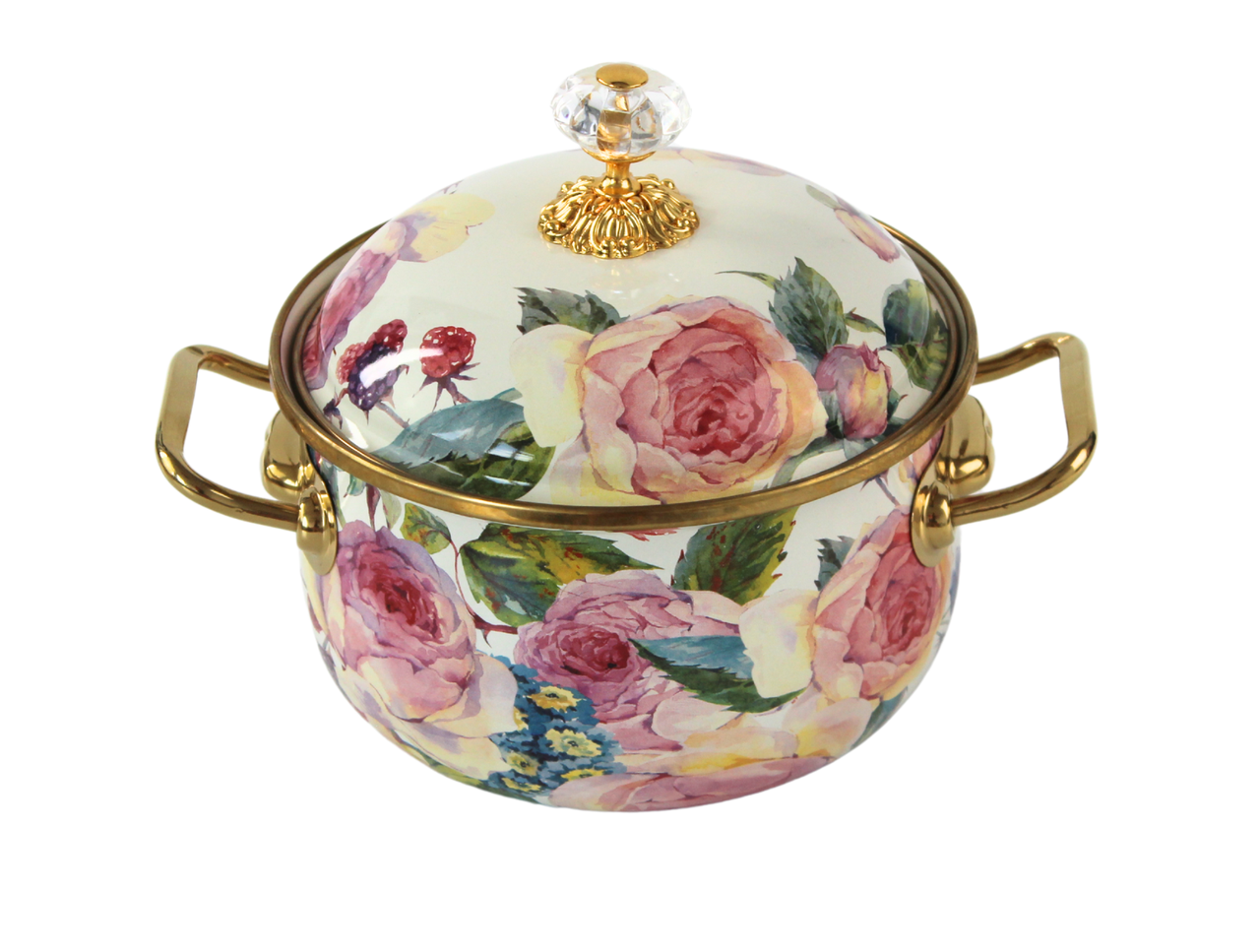 Каструля емальована "PEONY" Elmani з кришкою, 2,1 л, 16 см