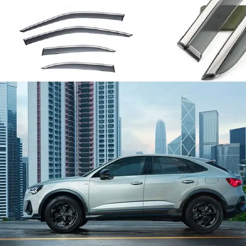 Дефлектори вікон HAWK на Audi Q3 Sportback 2020+ Вітровики з хром-смужкою Хавк на Ауді К'ю3 Спортбек, фото 1