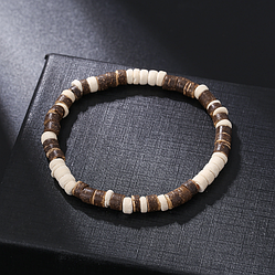 Чоловічий браслет з дерев'яних намистин на гумці, розмір універсальний ЧК-021