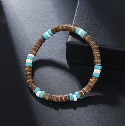 Чоловічий браслет із намистин з дерева на гумці, розмір універсальний ЧК-022