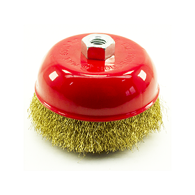 Щітка чашкова 100 мм х М14 для металу з гофрованого дроту для ручних кутових шліфмашин