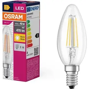 LED лампа CL B40 4W/827 230V FIL E14 10X1 OSRAM 4058075438637